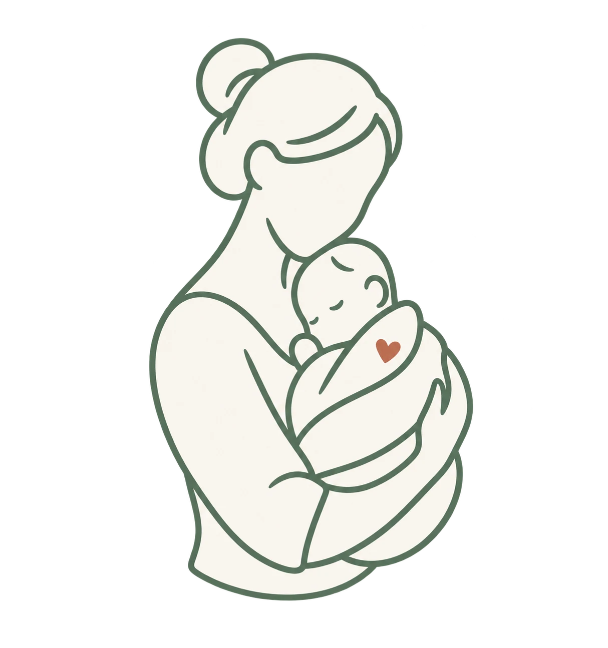 Illustration d'une mère tenant son bébé emmailloté contre elle